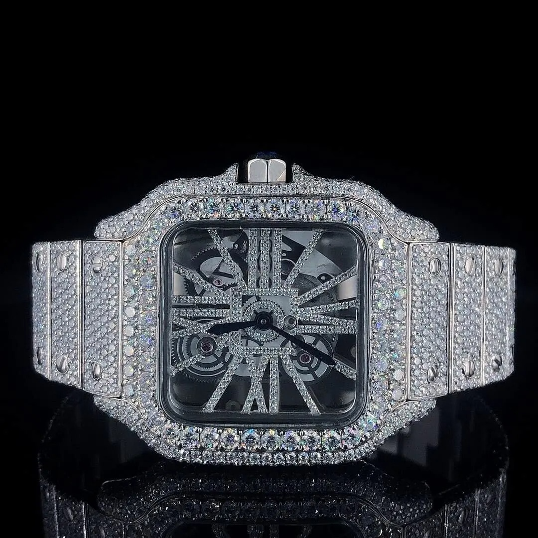 Moissanite Diamond Cartier Skelenton Watch for Men