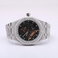 Latest Stainless Steel Hip hop round shape real fine luxury Lab diamond watch for men's