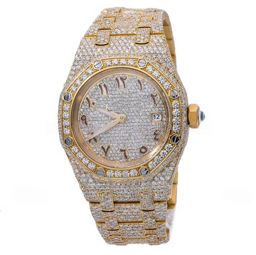 Yellow White Two Tone Fully Iced Out Customized Moissanite Diamond Hip Hop watch