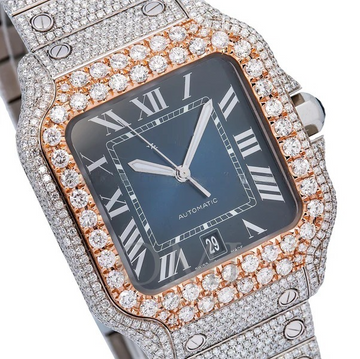 Cartier Moissanite Diamond Watch,Iced Out Moissanite Studded Automatic Watch,Fully Iced Out Watch