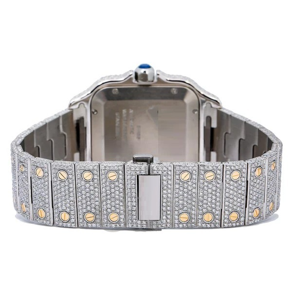 Cartier Moissanite Diamond Watch,Iced Out Moissanite Studded Automatic Watch,Fully Iced Out Watch