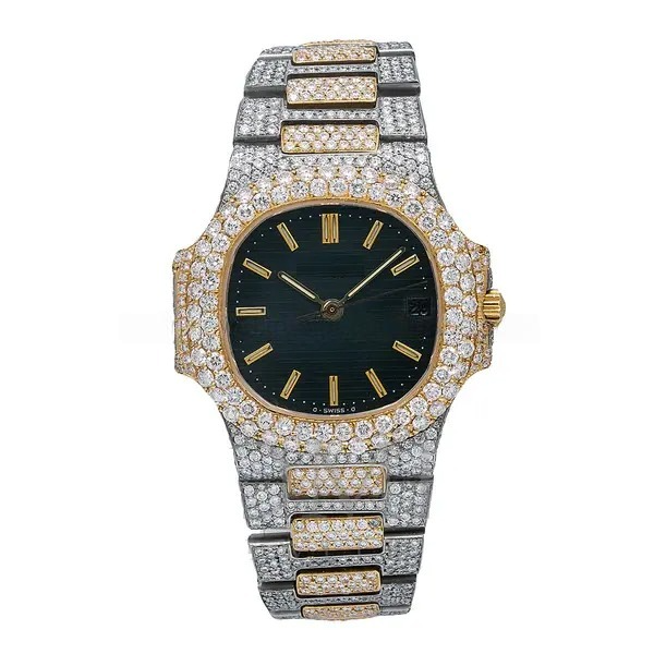 Solid gold vvs moissanite diamond watch Stainless steel watch Customized GRA Certified vvs diamond mechanical watch for men