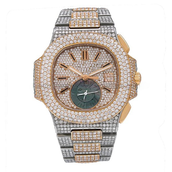 Patek Philippe Nautilus Chronograph Diamond Studded Luxurious Watch - 30ctw