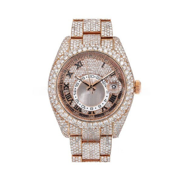 Rolex Oyster Perpetual Sky Dweller with - 42.00 mm Rose Tone Diamond Studded Watch