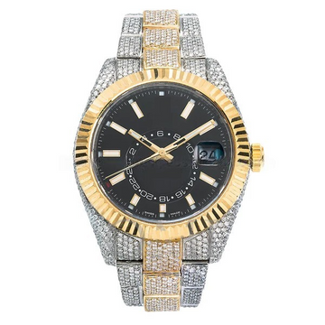 Cartier Sky-Dweller Round & Baguette VVS Diamond Iced Out StainlessSteel Men Watch