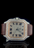 Leather Belt Cartier Iced Out Hip Hop Men's Watches