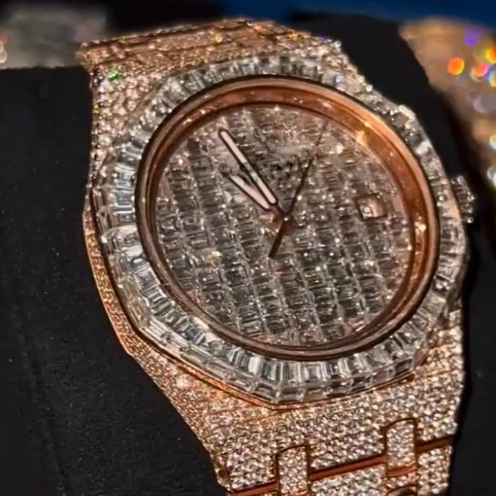 High Quality Fully Customized Iced Out Diamond Lab Grown Watch for Men Hip Hop Diamond Jewelry watch Gif