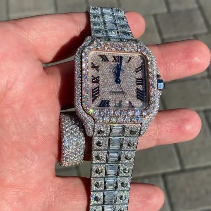 Trending Fully Customized Iced Out Diamond Lab Grown Watch for Men Hip Hop Diamond Jewelry watch Gift