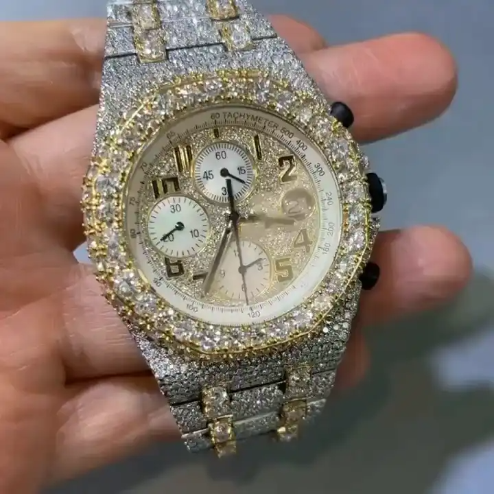 Top Quality Diamond Lab Grown Watch on Factory Price DEF Moissanite Diamond Iced Out Watch