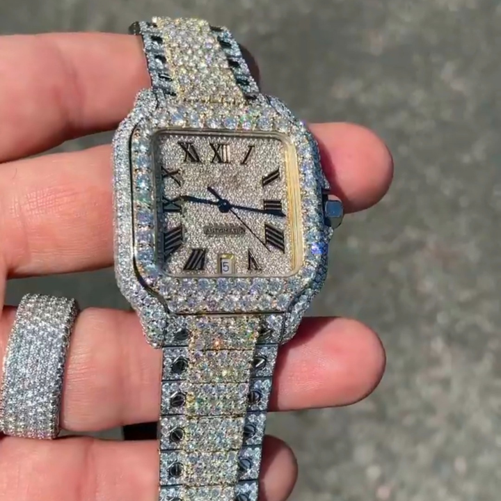 Top Quality Diamond Lab Grown Watch on Factory Price DEF Moissanite Diamond Iced Out Watch