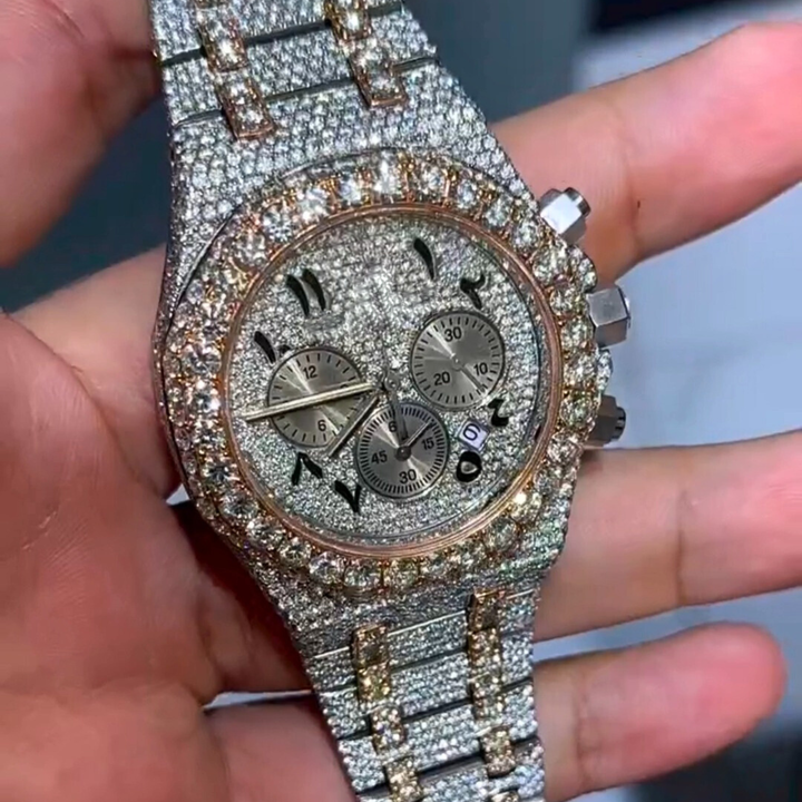 High Quality Fully Customized Iced Out Diamond Lab Grown Watch for Men Hip Hop Diamond Jewelry watch Gift