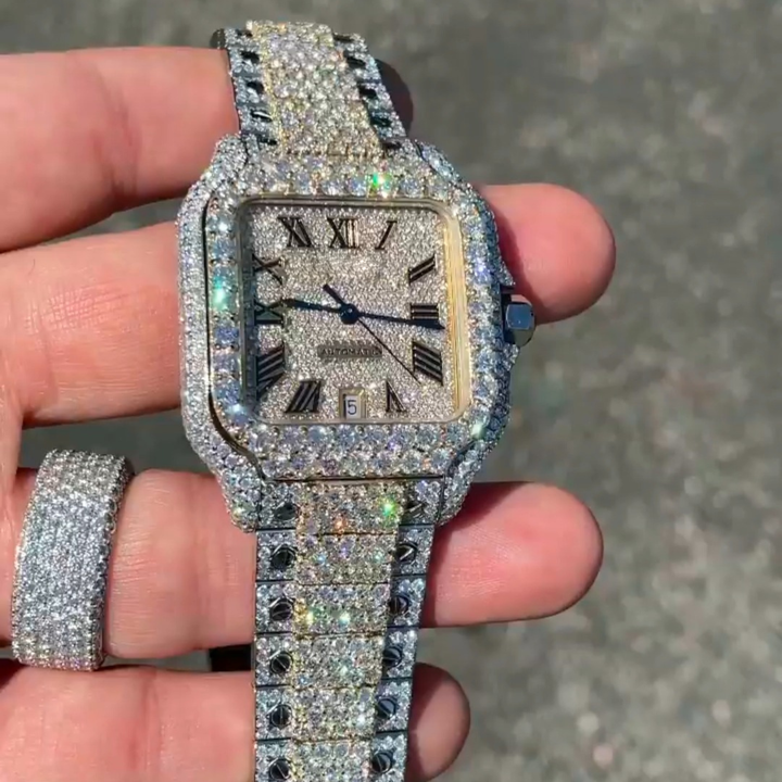 Top Quality Diamond Lab Grown Watch on Factory Price DEF Moissanite Diamond Iced Out Watch