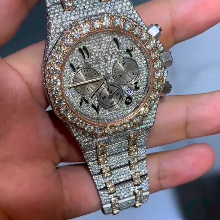 Trending Fully Customized Iced Out Diamond Lab Grown Watch for Men Hip Hop Diamond Jewelry watch Gift