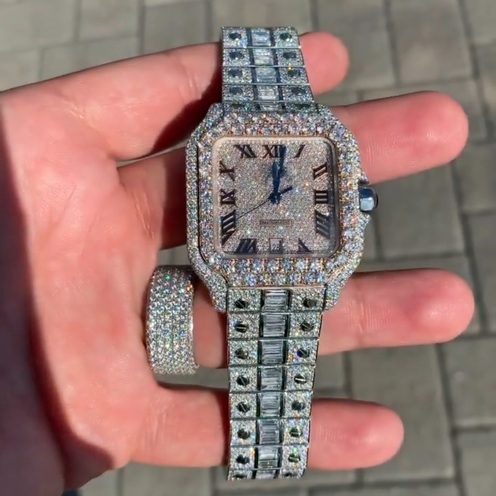 Trending Fully Customized Iced Out Diamond Lab Grown Watch for Men Hip Hop Diamond Jewelry watch Gift