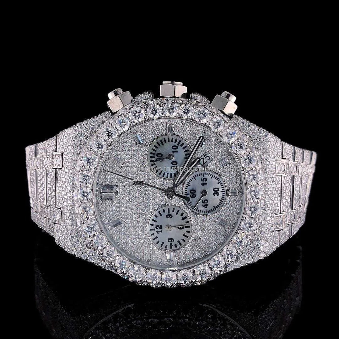 2024 couture iced out vvs moissanite diamond wrist watch for men with high quality mens mechanical automatic watch free shipping