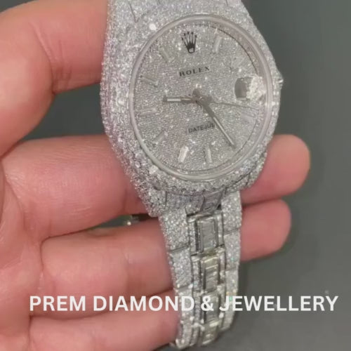 Rolex Date-Just Moissanite Diamond Watch W 142