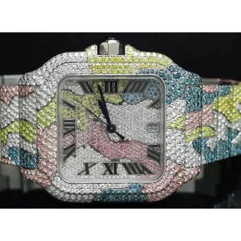 Factory Direct Price Top Quality Diamond Watch on Factory Price DEF Lab Grown Diamond Iced Out Watch