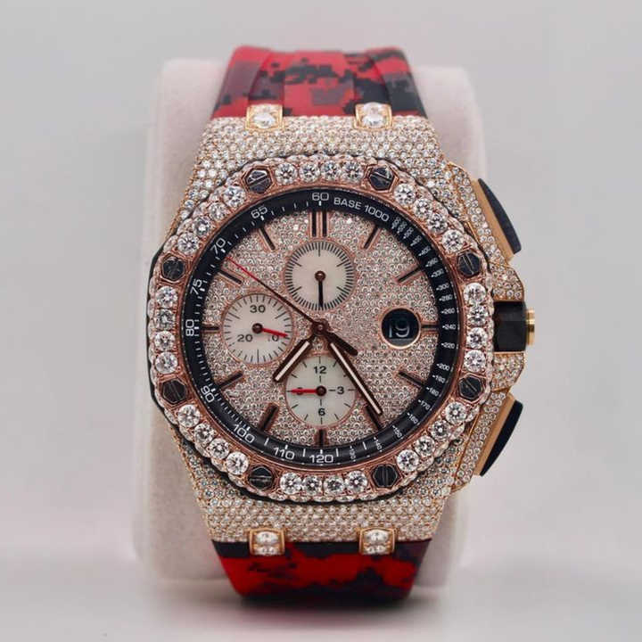 High Quality Iced out Hip Hop Handmade Diamond Watch Pass Diamond Tester Lab Grown Mechanical Watch