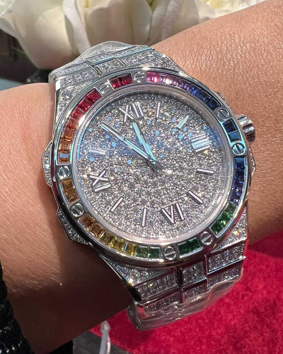 Trending Goldleaf Jewelry custom 925 Silver Gold Plated Iced Out Luxury Bling Full Diamond Watch Lab Grown watch