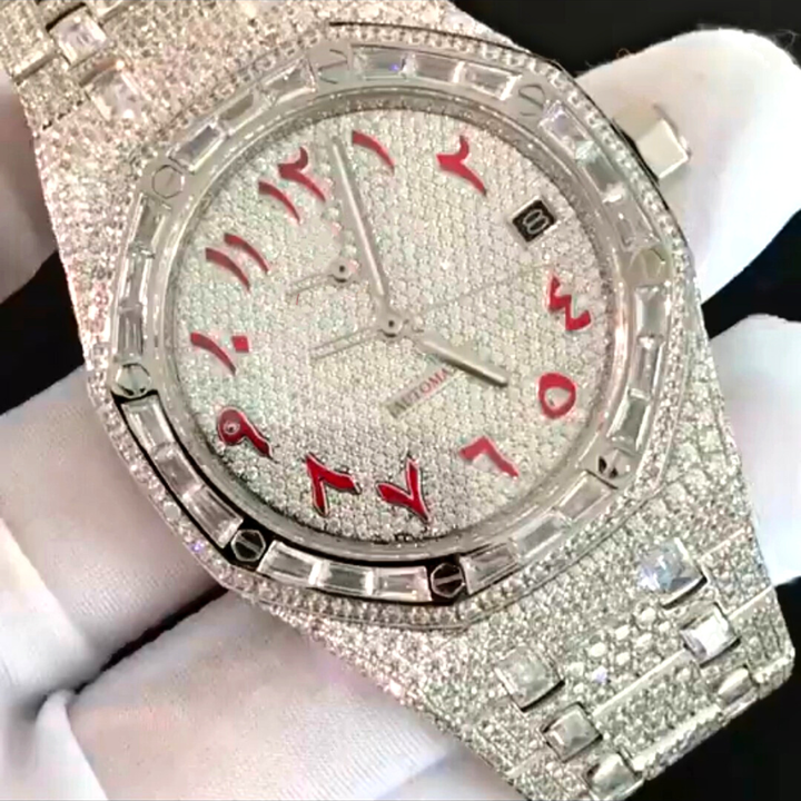 Trending Hip Hop full diamond watches Factory Custom Pass Diamond Test Iced Out Luxury Lab Grown Diamond Watch For Men Women