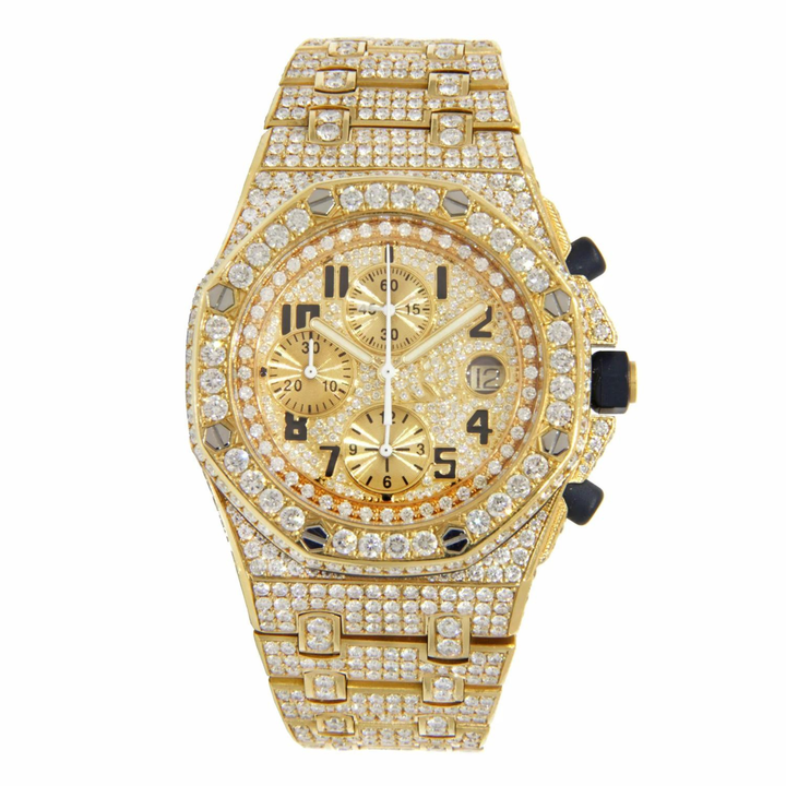 High Quality Full Iced Out Lab Grown Watch, Stainless Steel Chronograph Men's Watch, Hip Hop Wrist Watch For Men