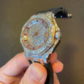 Top Quality Unique Leather Iced Out Jewellery Roman Gold Moissanite VSS Watch Lab Grown