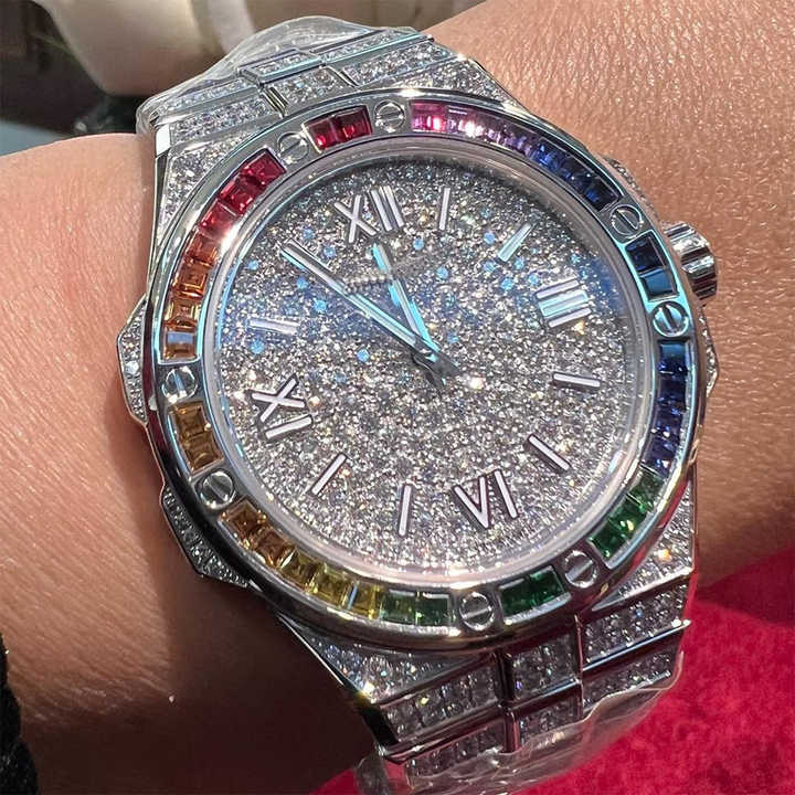 Trending Goldleaf Jewelry custom 925 Silver Gold Plated Iced Out Luxury Bling Full Diamond Watch Lab Grown watch