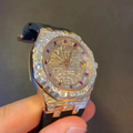 Top Quality Unique Leather Iced Out Jewellery Roman Gold Moissanite VSS Watch Lab Grown