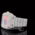 Expensive Hip Hop Iced Out American flag Stainless Steel Lab Grown Diamond pretty and patriotic watch for men and women