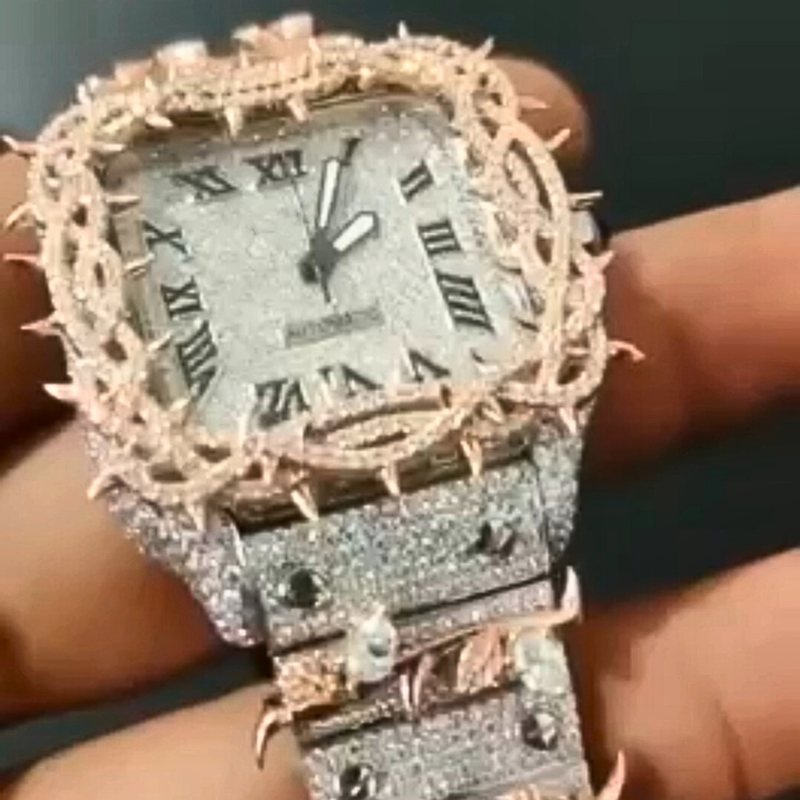 Top Quality Hip Hop Jewelry Stainless Steel Invisible Setting Iced Out Diamond Watch Baguette Lab Grown Watch