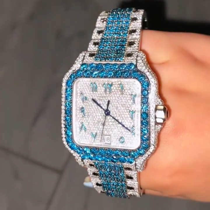 Top Brand Fully Customized Iced Out Diamond Lab Grown Watch for Men Hip Hop Diamond Jewelry watch Gift