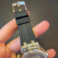 Top Quality Unique Leather Iced Out Jewellery Roman Gold Moissanite VSS Watch Lab Grown