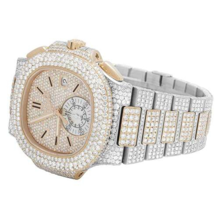 High Quality Luxury Diamond Wrist Watch Men's Digital Date Clock Watch Bling Ice Quartz Wrist watch Lab Grown