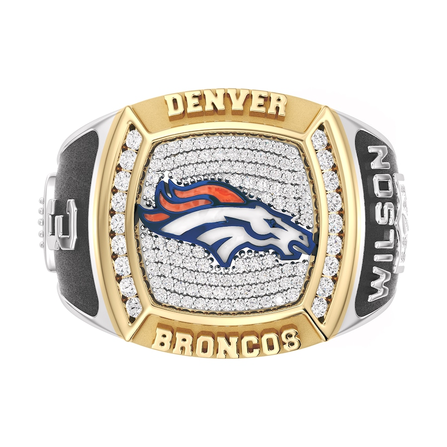 Russell Wilson Denver Broncos 12 CTTW Diamond Two-Tone Yellow Gold and Sterling Silver Ring